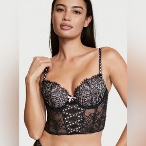 Victoria Secret Dream Angels Black Lace/Light Pink Corset size L